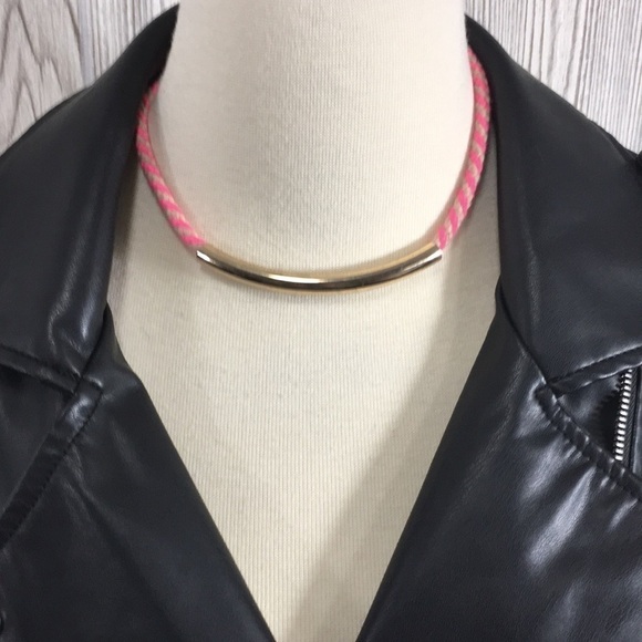 ROPE Braid Pink & Tan Choker Necklace 14” - Picture 1 of 8
